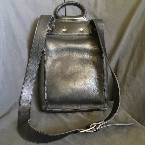 Vtg Pattie Jarrell Black Leather Crossbody Handbag - Picture 4 of 10